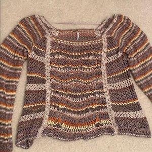 Free People brown, orange, yellow knit sweater